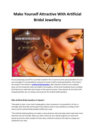 Make Yourself Attractive With Artificial Bridal Jewellery