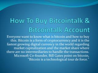 How To Buy Bitcointalk & Bitcointalk Account