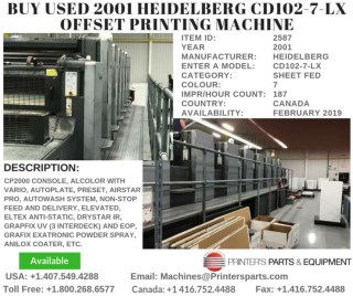 Buy Used 2001 Heidelberg CD102-7-LX Offset Printing Machine