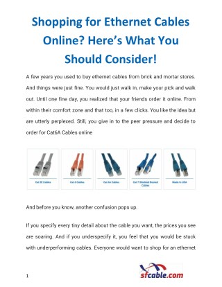 Shopping for Ethernet Cables Online? Here’s What You Should Consider!