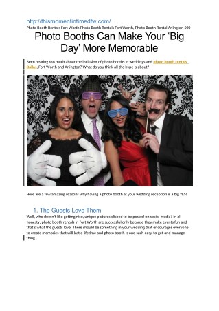 Photo Booths Can Make Your ‘Big Day’ More Memorable