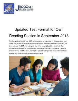 Updated Test Format for OET Reading Section in September 2018