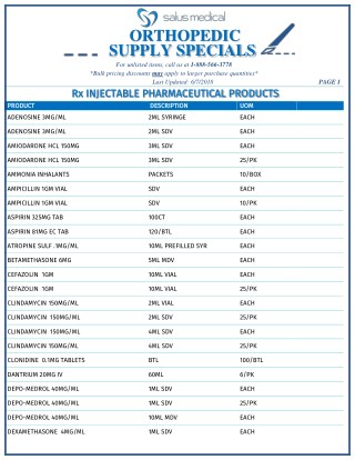 Orthopedics Practice Catalog - Salus Medical LLC