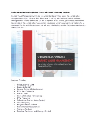 Online Earned Value Management Course with NIBT e-Learning Platform