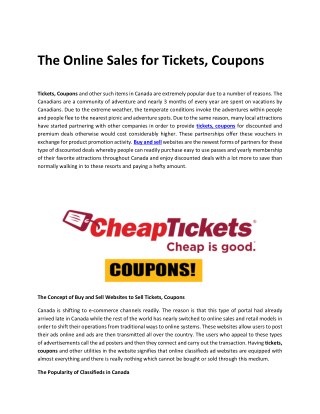 The Online Sales for Tickets, Coupons