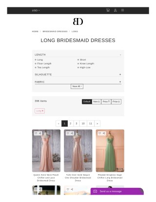 Shop Long Bridesmaid Dresses Online