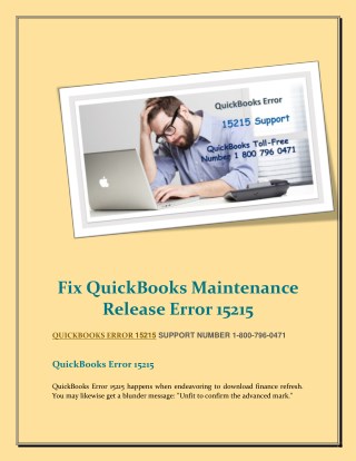 1-800-796-0471 Fix QuickBooks Maintenance Release Error 15215