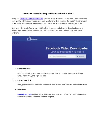 Want to Downloading Public Facebook Video