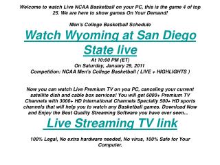 Wyoming at San Diego State live streaming | ncaa mens BB | s