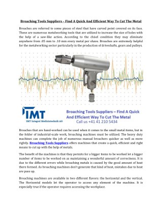 Broaching Tools Suppliers – Find A Quick And Efficient Way To Cut The Metal