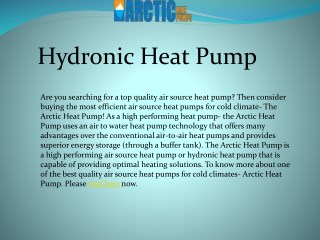 Best Quality Hydronic Heat Pump