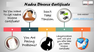 Nadra Divorce Certificate In Pakistan