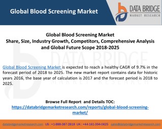 Global Blood Screening Market Share, Size, Industry Growth, Competitors, Comprehensive Analysis and Global Future Scope