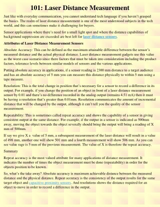 101: Laser Distance Measurement