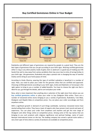 Buy Certified Gemstones Online in Your Budget