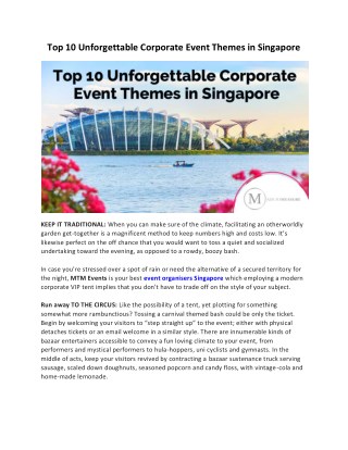 Top 10 Unforgettable Corporate Event Themes in Singapore