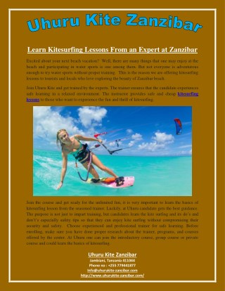 Learn Kitesurfing Lessons From an Expert at Zanzibar