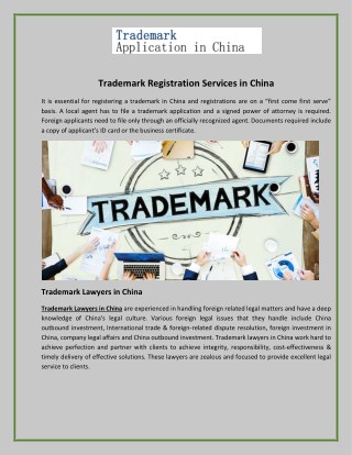 Trademark Registration Services in China