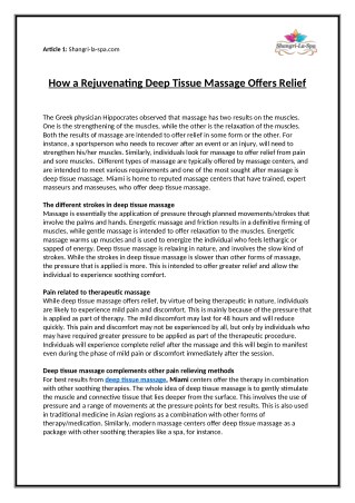 How a Rejuvenating Deep Tissue Massage Offers Relief