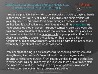 Medical Billing Outsource Market Trends, Size, Shares, Analysis and Forecast 2025
