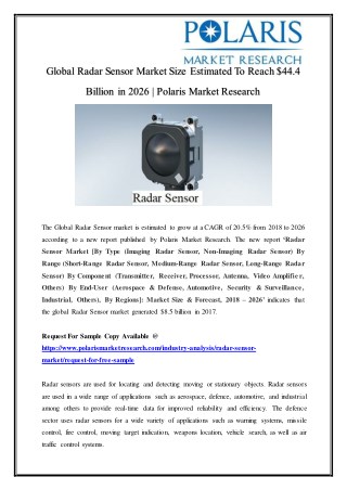 Radar Sensor Market Share, Growth, Trends by Future Prospects