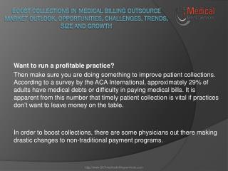 Boost Collections In Medical Billing Outsource Market Outlook, Opportunities, Challenges, Trends, Size and Growth