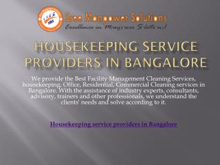 Housekeeping service providers in Bangalore