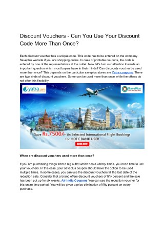 Discount Vouchers - Can You Use Your Discount Code More Than Once?