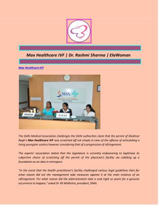 Max Healthcare IVF | Dr. Rashmi Sharma | ElaWoman