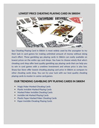 Avail Best Offers on Gambling Spy Playing Cards in Sikkim
