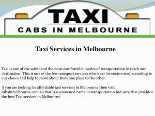 Taxi Services in Melbourne