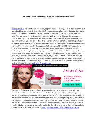 AmbroSina Cream Review How Do You Get Rid Of Wrinkles For Good?
