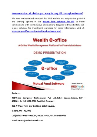 How we make calculation part easy for any IFA through software?