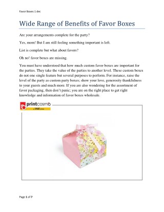 Wide Range of Benefits of Favor Boxes