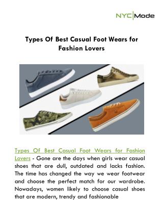 Types Of Best Casual Foot Wears for Fashion Lovers