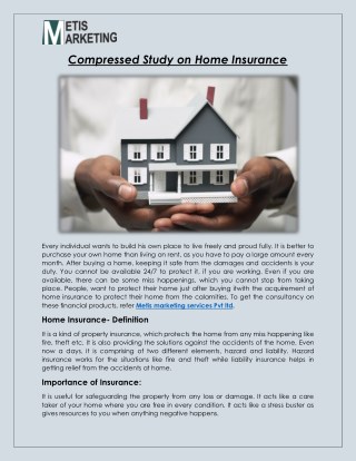 Compressed Study on Home Insurance