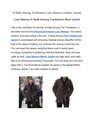 A Walk Among Tombstone Liam Neeson Leather Jacket