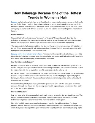 How Balayage Became One of the Hottest Trends in Women’s Hair