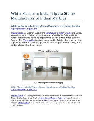 White Marble in India Tripura Stones Manufacturer of Indian Marbles