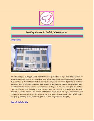 Fertility Centre in Delhi | ElaWoman