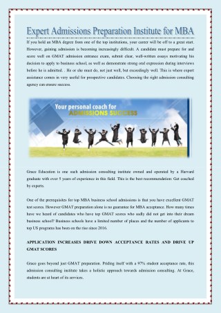 EXPERT ADMISSIONS PREPARATION INSTITUTE FOR MBA