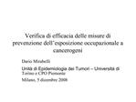 Verifica di efficacia delle misure di prevenzione dell esposizione occupazionale a cancerogeni