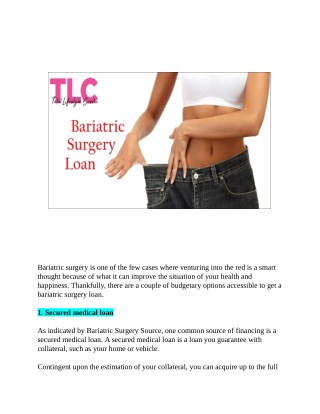How To Get A Bariatric Surgery Loan - TLC