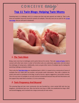 Top 11 Twin Blogs: Helping Twin Moms