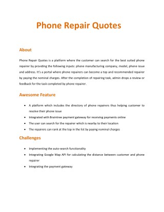 Phone Repair Quotes | Platform connecting Customer and Phone Repairer