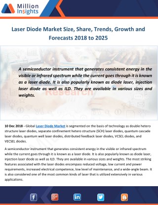 Laser Diode Market Size, Share, Trends, Growth and Forecasts 2018 to 2025
