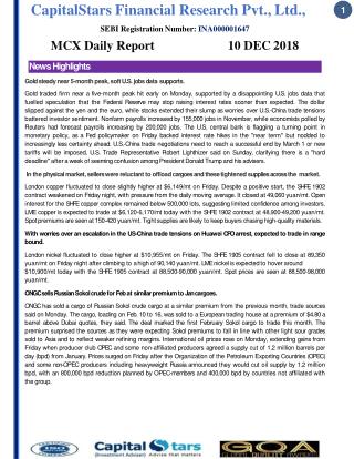 Mcx daily report 10 dec 2018