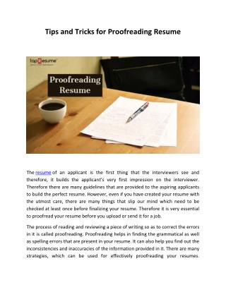 Tips and Tricks for Proofreading Resume