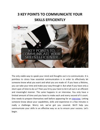 3 KEY POINTS TO COMMUNICATE YOUR SKILLS EFFICIENTLY