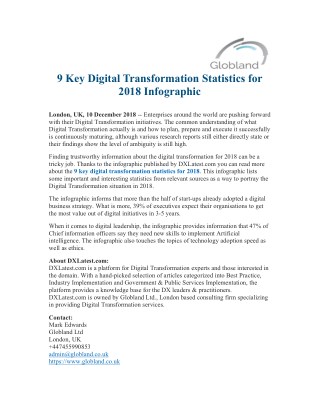 9 Key Digital Transformation Statistics for 2018 Infographic